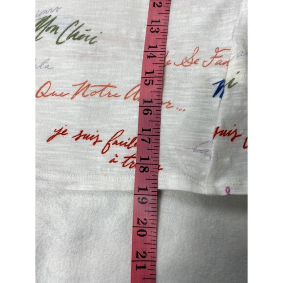 Anthropologie Maeve Paris Colorful French Script  3/4 Sleeve Pullover - Picture 8 of 9